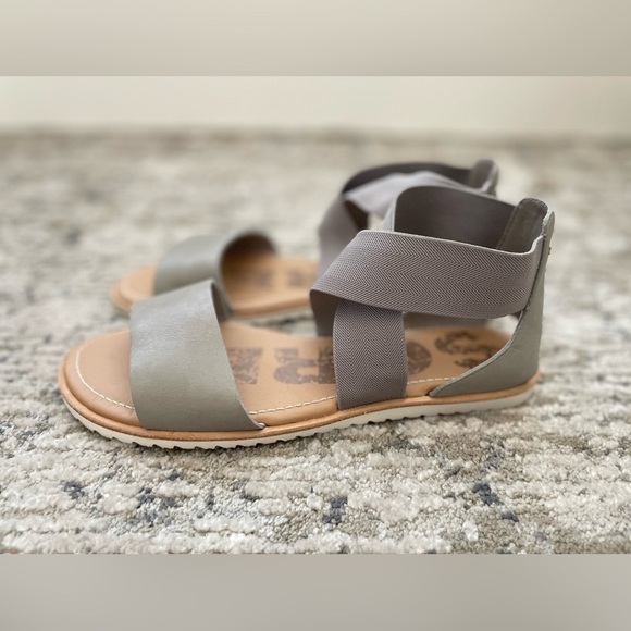 Sorel Ella II Sandals Womens Size 8.5 Eva Footbed Leather Ash Brown - Picture 3 of 6